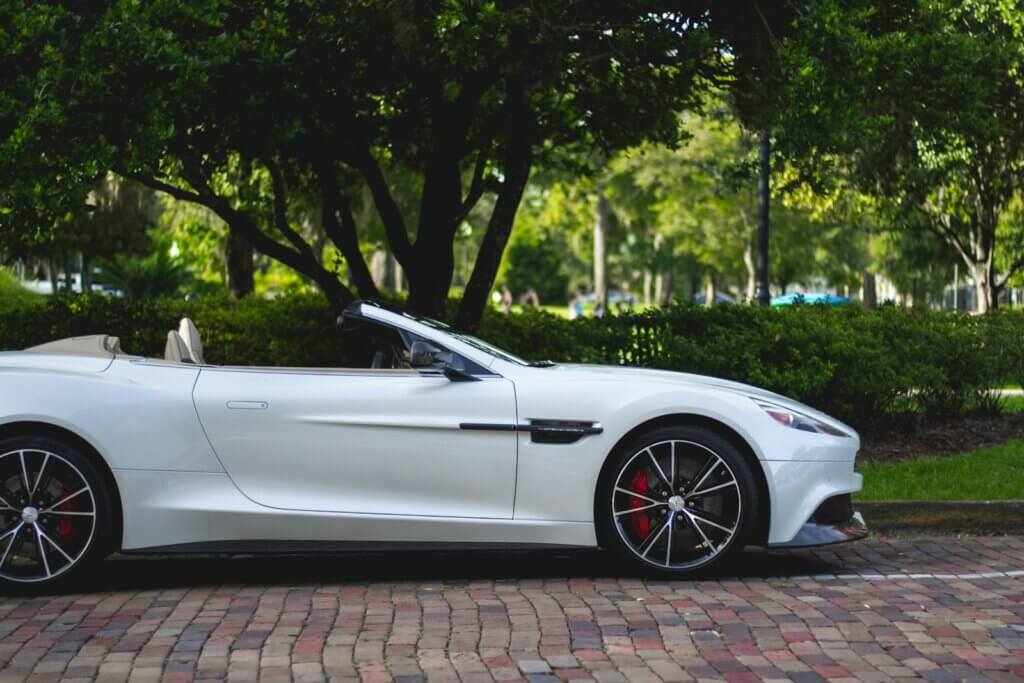 white Aston Martin convertible